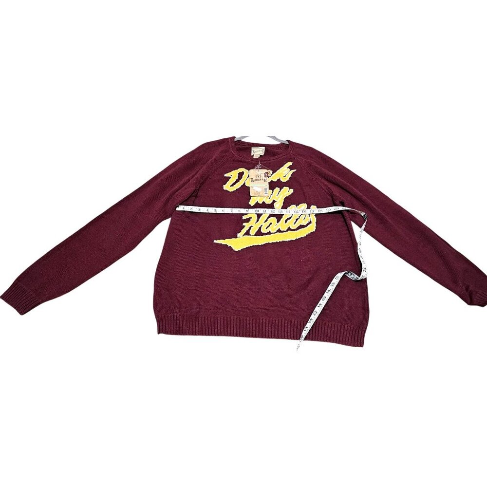 Deck My Halls Maroon Knit Sweater XXL Roebuck & Co 100% Cotton Crewneck Design - Picture 8 of 8